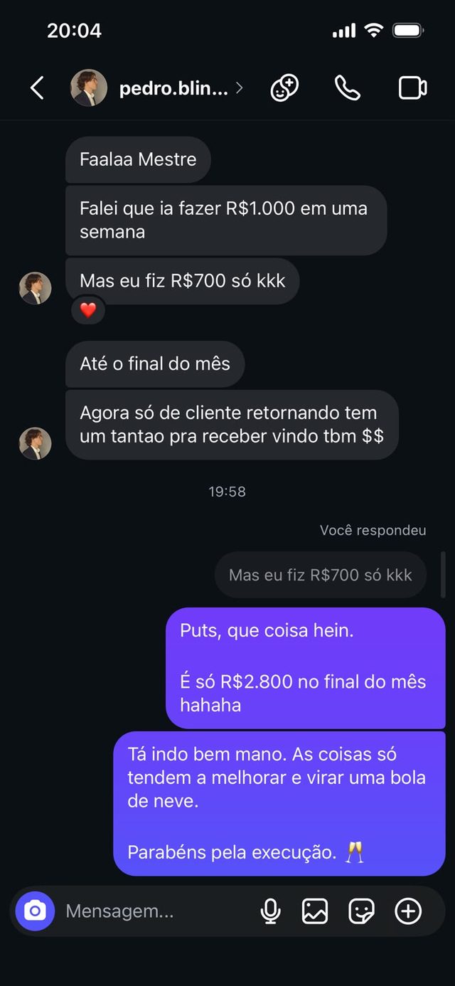 Cliente conta que fez 700 reais em uma semana e ainda tem clientes retornando
